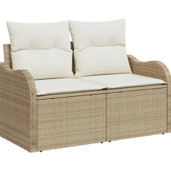 Tuinbank met kussen Beige 121 x 62 x 69cm poly rattan>vidaXL New