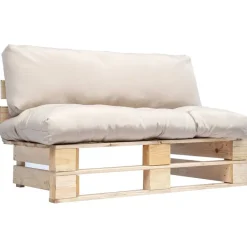 Tuinmeubelen*vidaXL Tuinbank pallet met zandkleurige kussens grenenhout Naturel en zandkleurig
