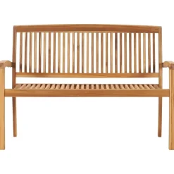 Tuinbank stapelbaar met kussen 128,5 cm massief teakhout><noscript><img width=