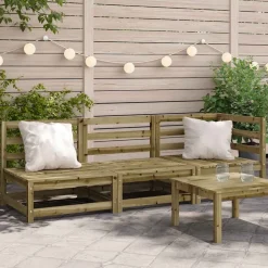 Tuinmeubelen*vidaXL Tuinbank 3-zits geïmpregneerd grenenhout Naturel ge&iuml;mpregneerd