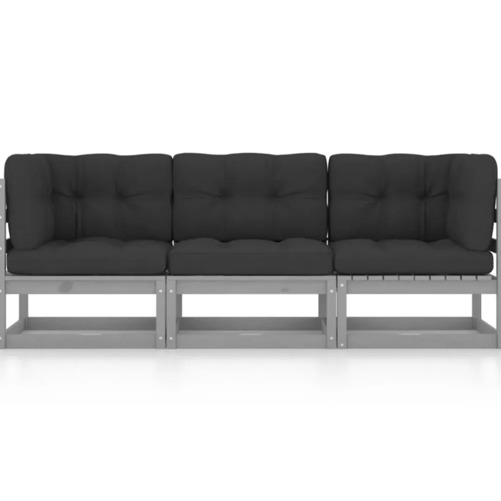 Tuinbank 3-zits met kussens massief grenenhout>vidaXL Online