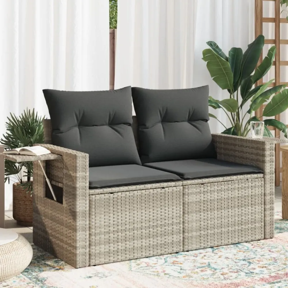 Tuinbank 2-zits met kussens poly rattan>vidaXL New