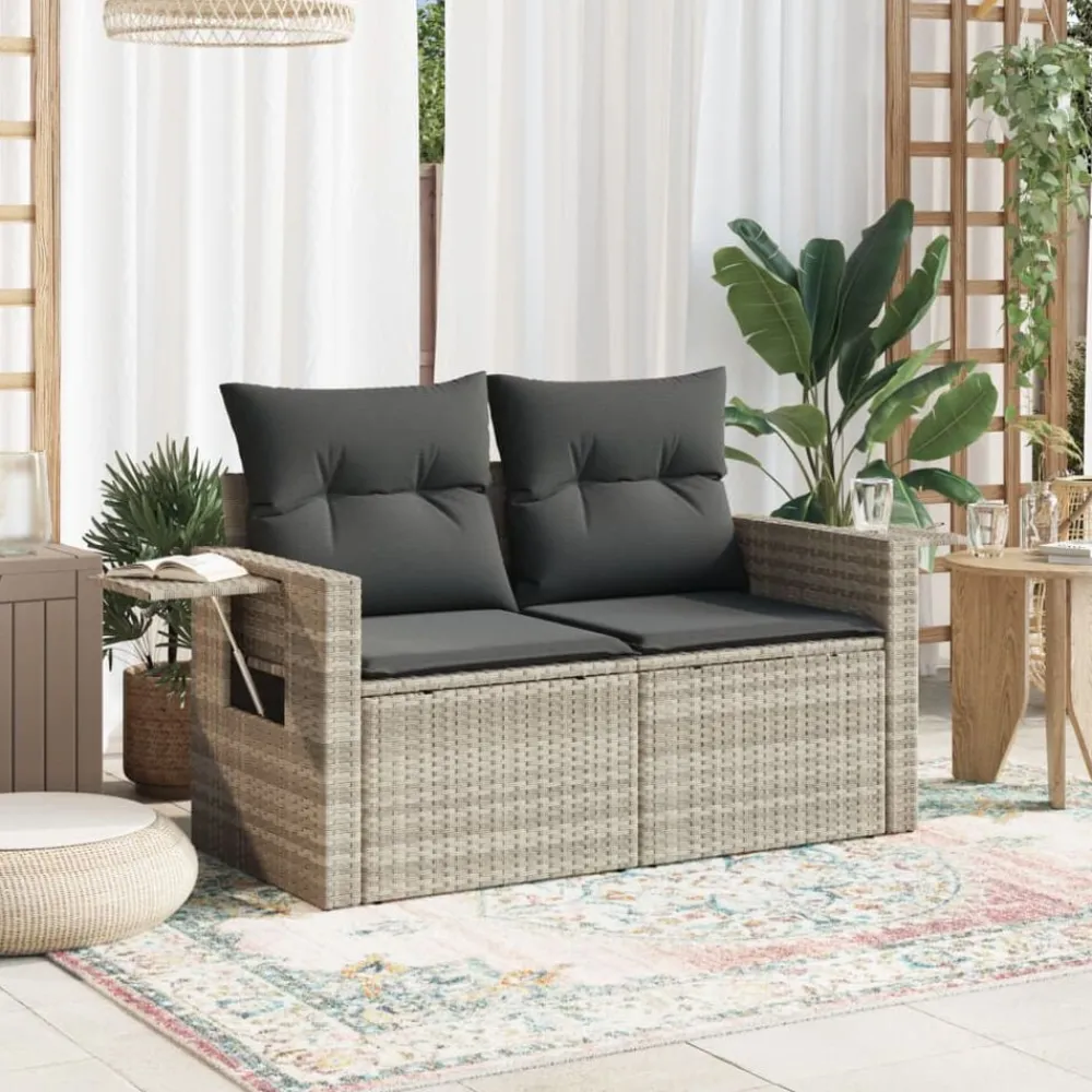 Tuinbank 2-zits met kussens poly rattan>vidaXL New