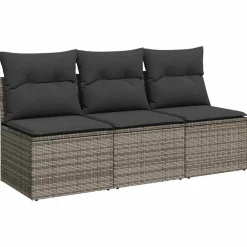 Tuinbank 3-zits met kussens poly rattan>vidaXL Best