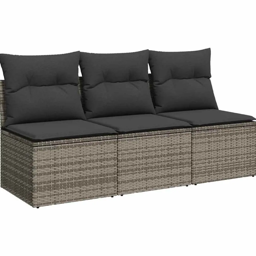 Tuinbank 3-zits met kussens poly rattan>vidaXL Best