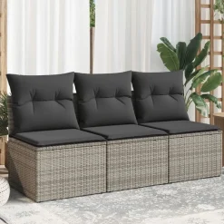 Tuinbank 3-zits met kussens poly rattan>vidaXL Best