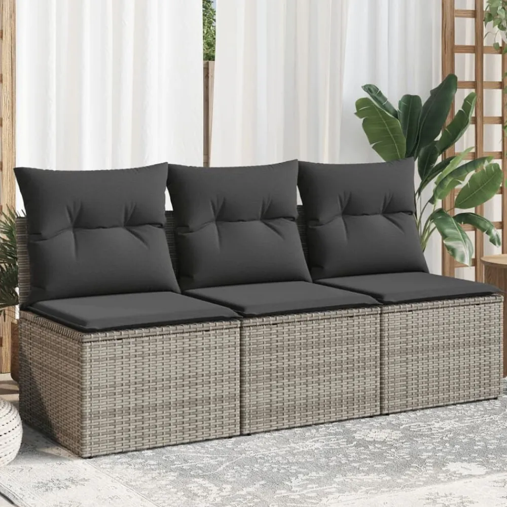 Tuinbank 3-zits met kussens poly rattan>vidaXL Best