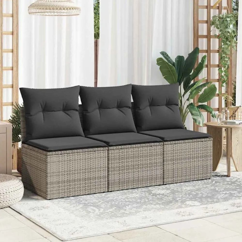 Tuinbank 3-zits met kussens poly rattan>vidaXL Best