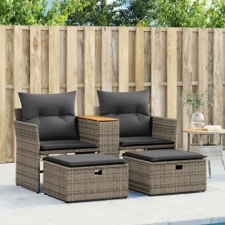 Tuinbank 2-zits met voetenbanken poly rattan><noscript><img width=