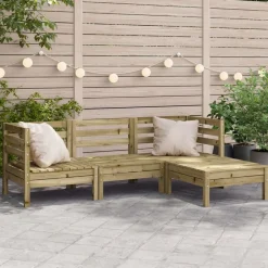 Tuinbank 3-zits met voetenbank geïmpregneerd hout wasbruin>vidaXL Online