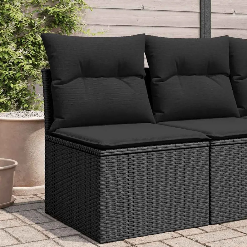 Tuinbank zonder armleuningen met kussens poly rattan>vidaXL Clearance