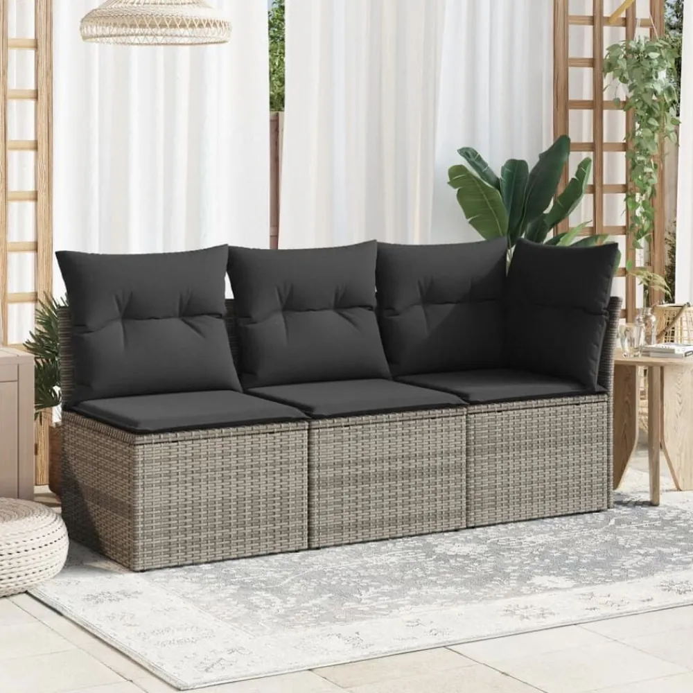 Tuinbank zonder armleuning met kussens poly rattan>vidaXL Discount