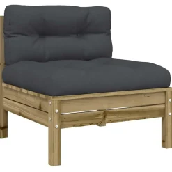 Tuinmeubelen*vidaXL Tuinbank zonder armleuningen met kussens geïmpregneerd hout Naturel geïmpregneerd