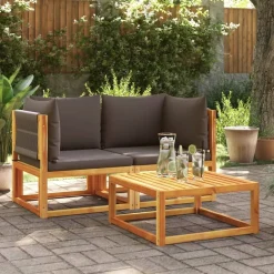 Tuinbanken Hoekbanken met Kussens 2 st acaciahout & Touw>vidaXL Clearance
