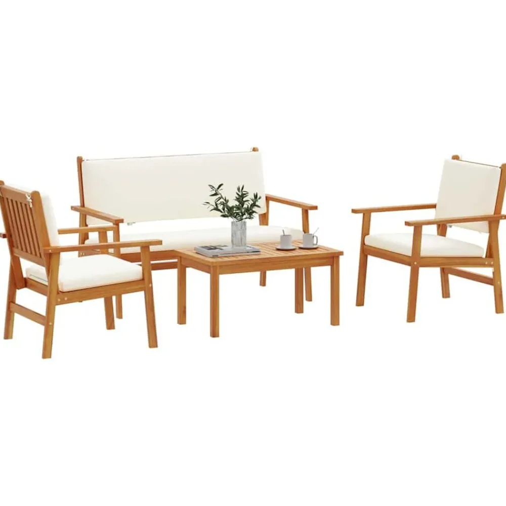 Tuinbankenset 4 pcs Bruin 120 x 65,5 x 79 cm Massief Acaciahout>vidaXL Sale