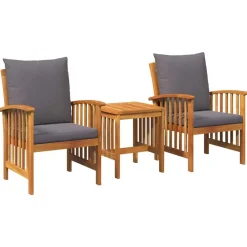 Tuinbankenset met kussen 3 pcs Olie naturel Massief Acaciahout>vidaXL