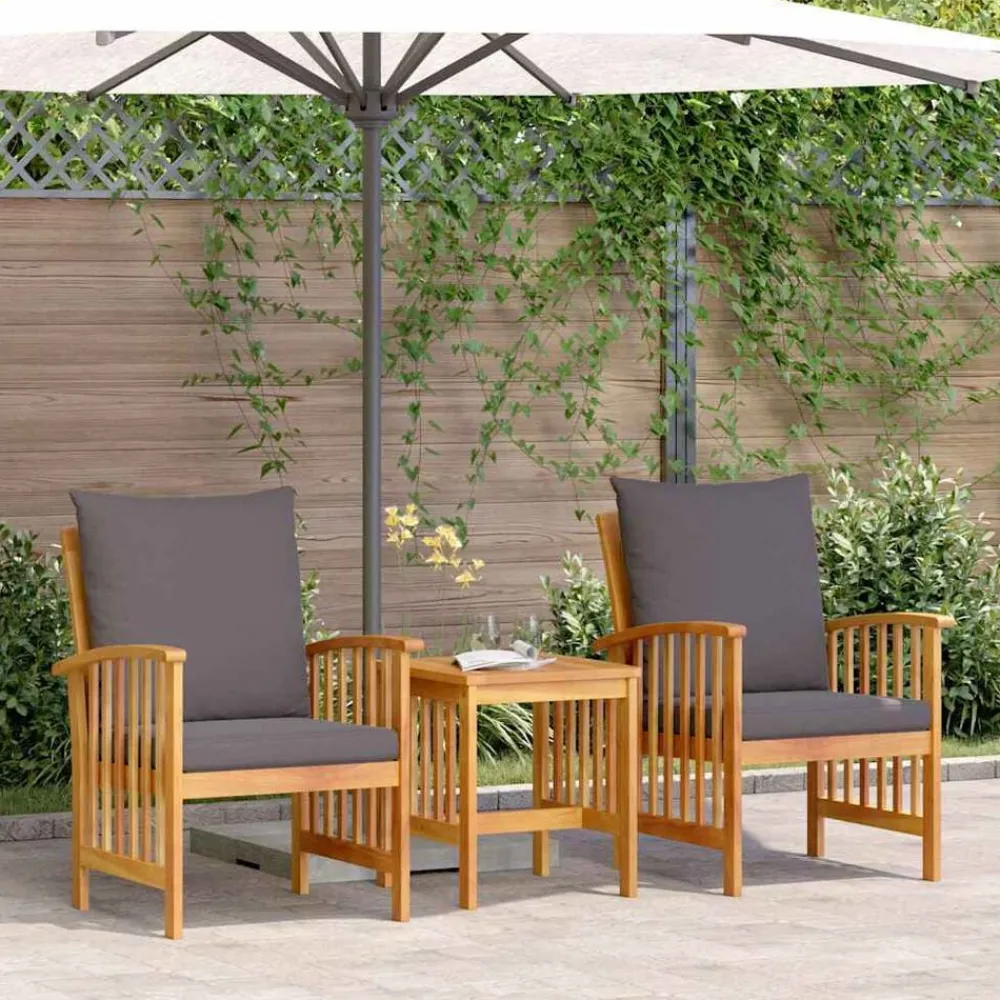 Tuinbankenset met kussen 3 pcs Olie naturel Massief Acaciahout>vidaXL
