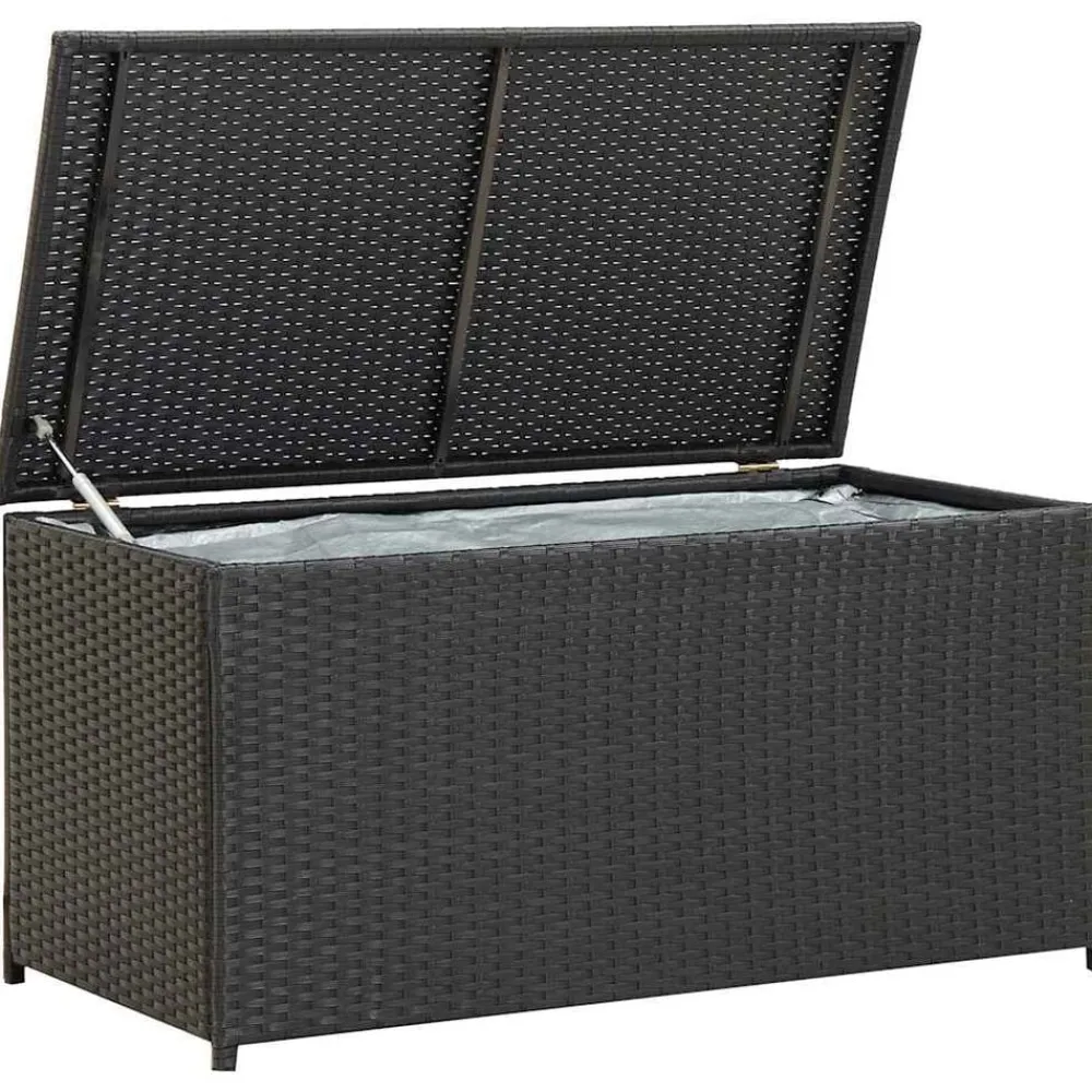 Tuinmeubelen*vidaXL Tuinbox 100x50x50 cm poly rattan Zwart