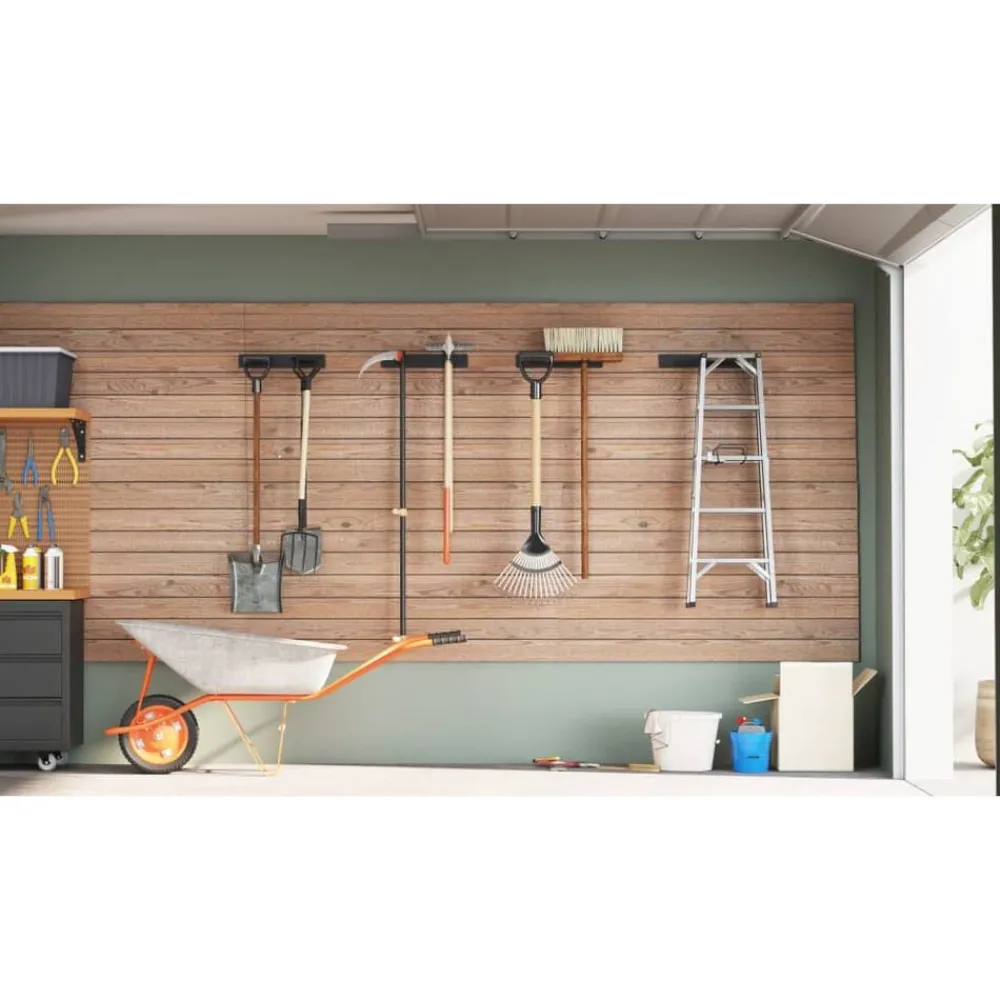 Tuingereedschapsrekken 4 st wandmontage staal zwart>vidaXL Discount