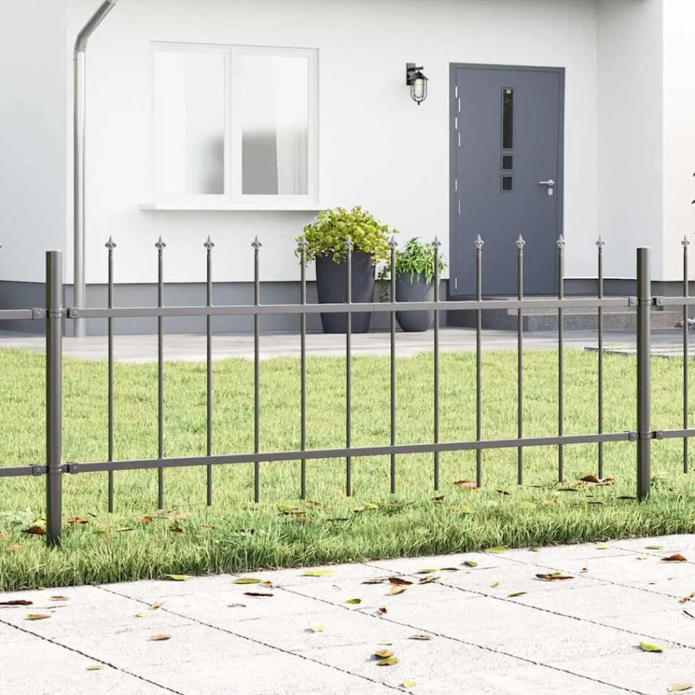 Tuinafscheidingen*vidaXL Tuinhek 2 pcs 3,4 x 0,6 m Poedercoating staal Grijs