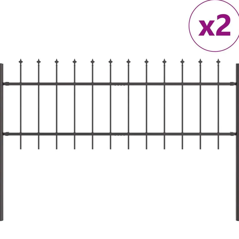 Tuinafscheidingen*vidaXL Tuinhek 2 pcs 3,4 x 0,6 m Poedercoating staal Grijs
