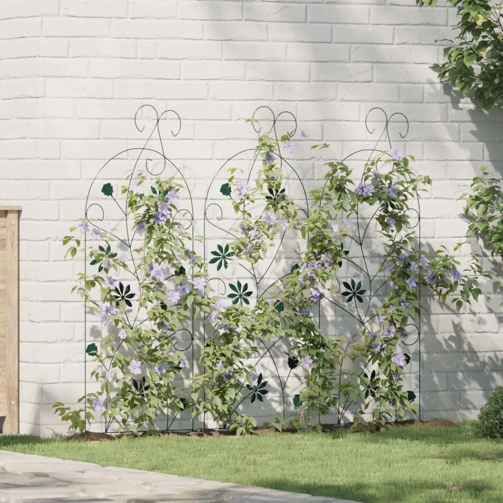 Tuin & Gazon*vidaXL Tuinhek 3 pcs 112 x 39,5 cm Staal Groen