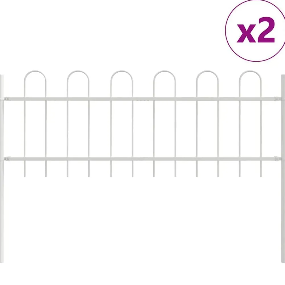 Tuinafscheidingen*vidaXL Tuinhek 2 pcs 3,4 x 0,6 m Poedercoating staal Wit