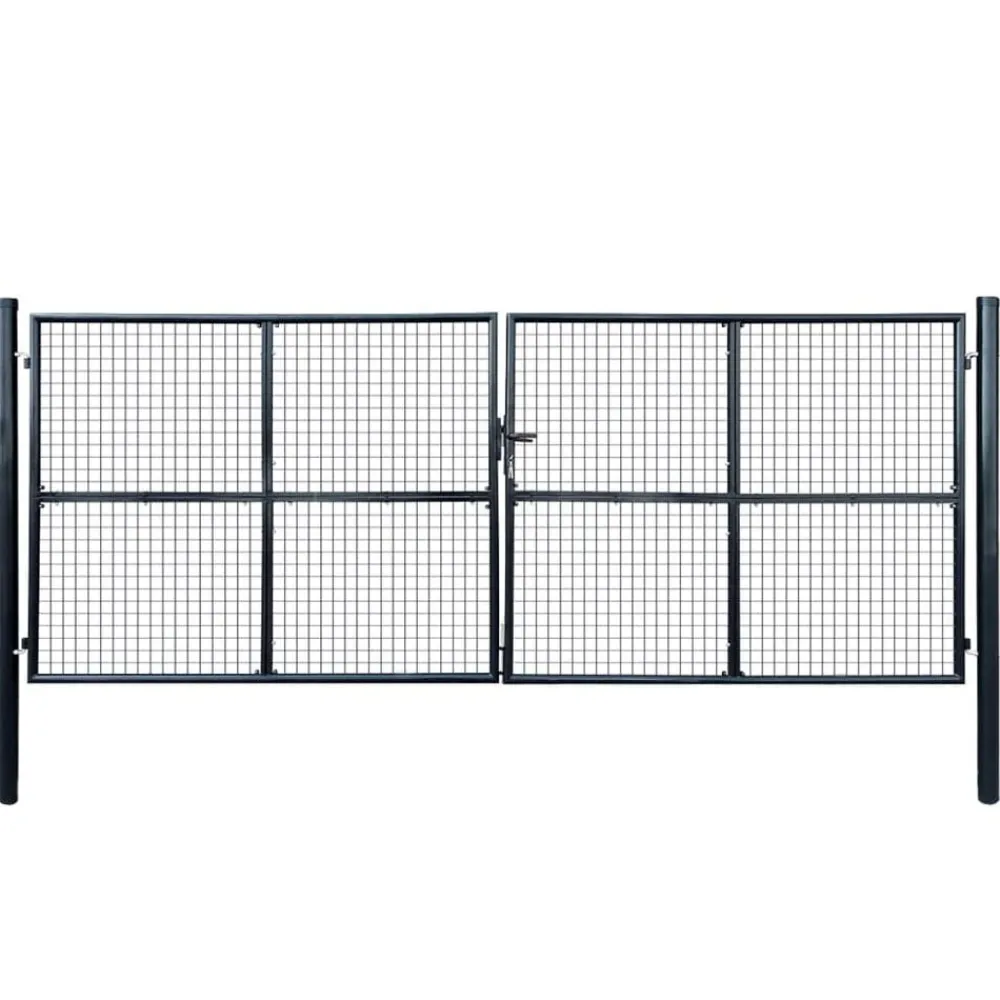 Tuinhek van gaas gegalvaniseerd staal 400x150 cm grijs>vidaXL Outlet