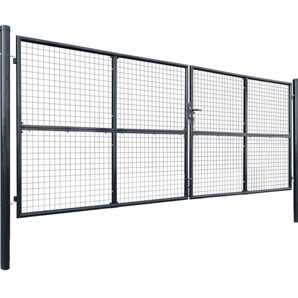 Tuinhek van gaas gegalvaniseerd staal 400x150 cm grijs>vidaXL Outlet