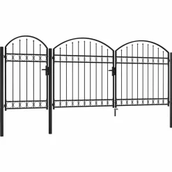 Tuinafscheidingen*vidaXL Tuinhekgate met gebogen top 400 x 175 cm Staal Zwart
