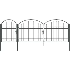 Tuinafscheidingen*vidaXL Tuinhekgate met gebogen top Assen 4 x 1,25 m Staal Grijs