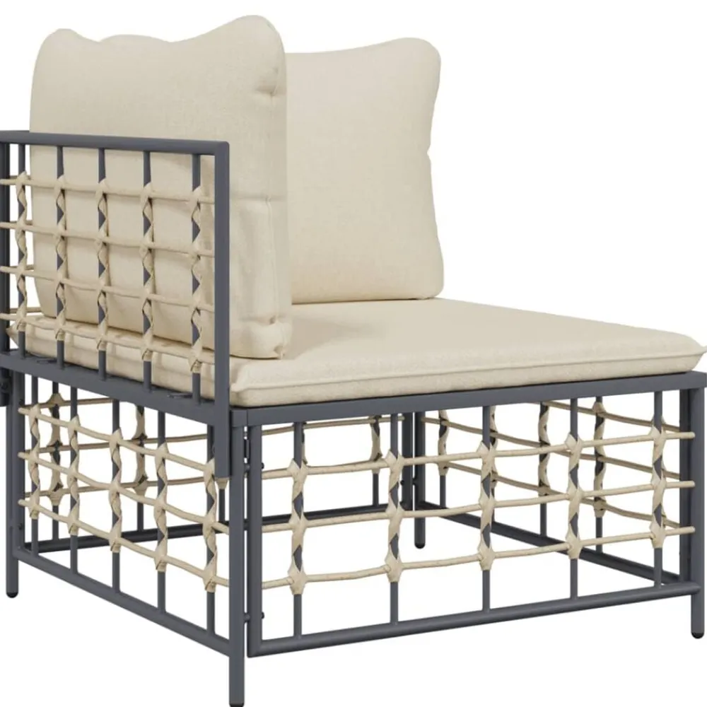 Tuinmeubelen*vidaXL Tuinhoekbank met kussens poly rattan Beige
