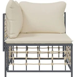 Tuinmeubelen*vidaXL Tuinhoekbank met kussens poly rattan Beige