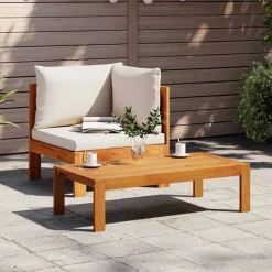 Tuinmeubelen*vidaXL Tuinhoekbank met kussens massief acaciahout Crème