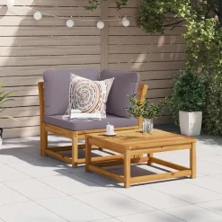 Tuinmeubelen*vidaXL Tuinhoekbank met kussens 73x73x65 cm massief acaciahout Donkergrijs