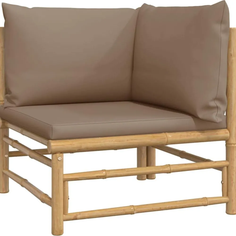 Tuinmeubelen*vidaXL Tuinhoekbank met kussens bamboe Taupe