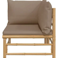 Tuinmeubelen*vidaXL Tuinhoekbank met kussens bamboe Taupe