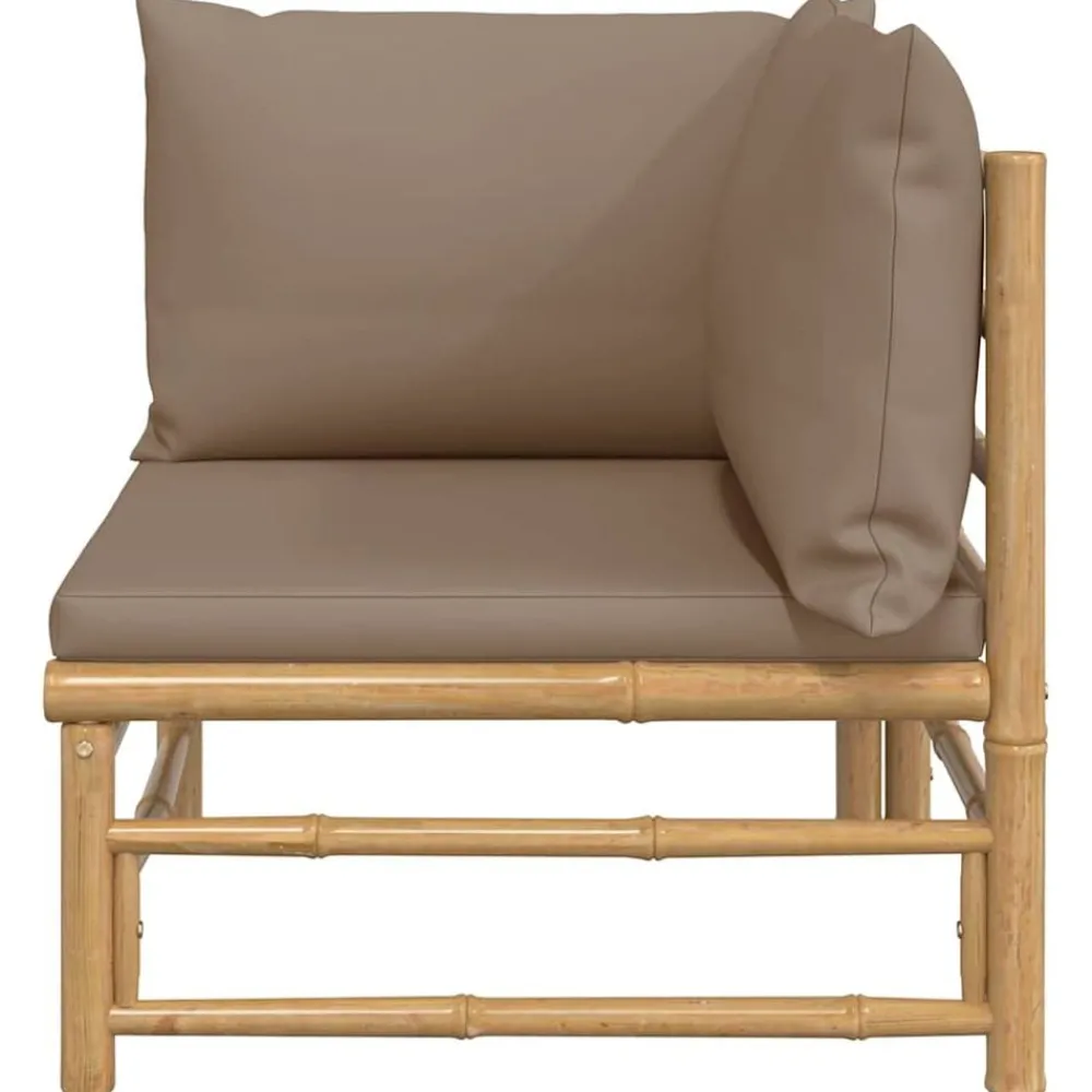 Tuinmeubelen*vidaXL Tuinhoekbank met kussens bamboe Taupe