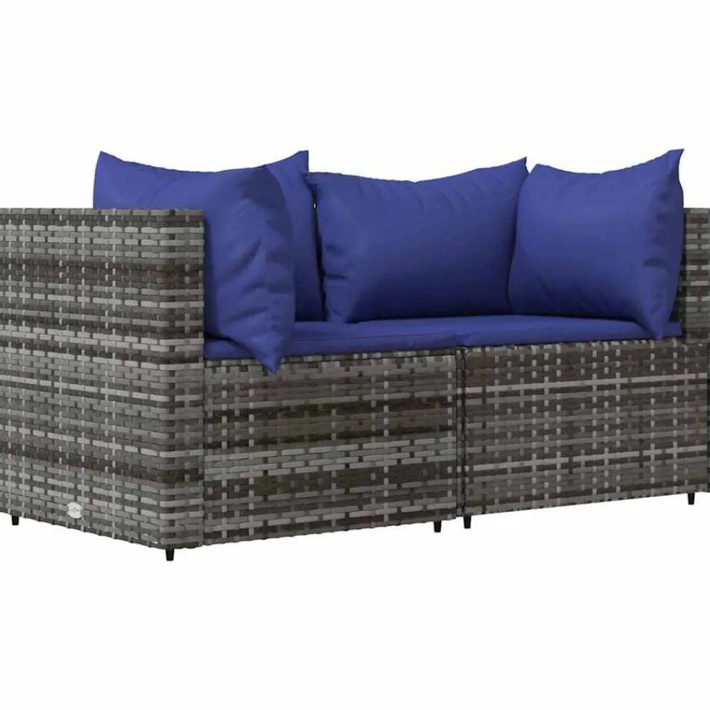 Tuinhoekbanken met kussens 2 st poly rattan grijs>vidaXL Clearance