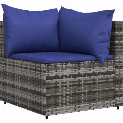 Tuinhoekbanken met kussens 2 st poly rattan grijs><noscript><img width=