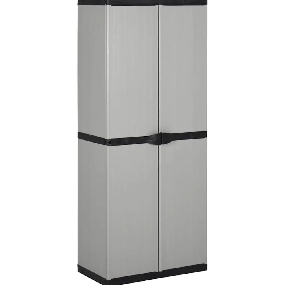 Kasten & Opbergmeubelen*vidaXL Tuinkast met 3 schappen 68x40x168 cm grijs en zwart