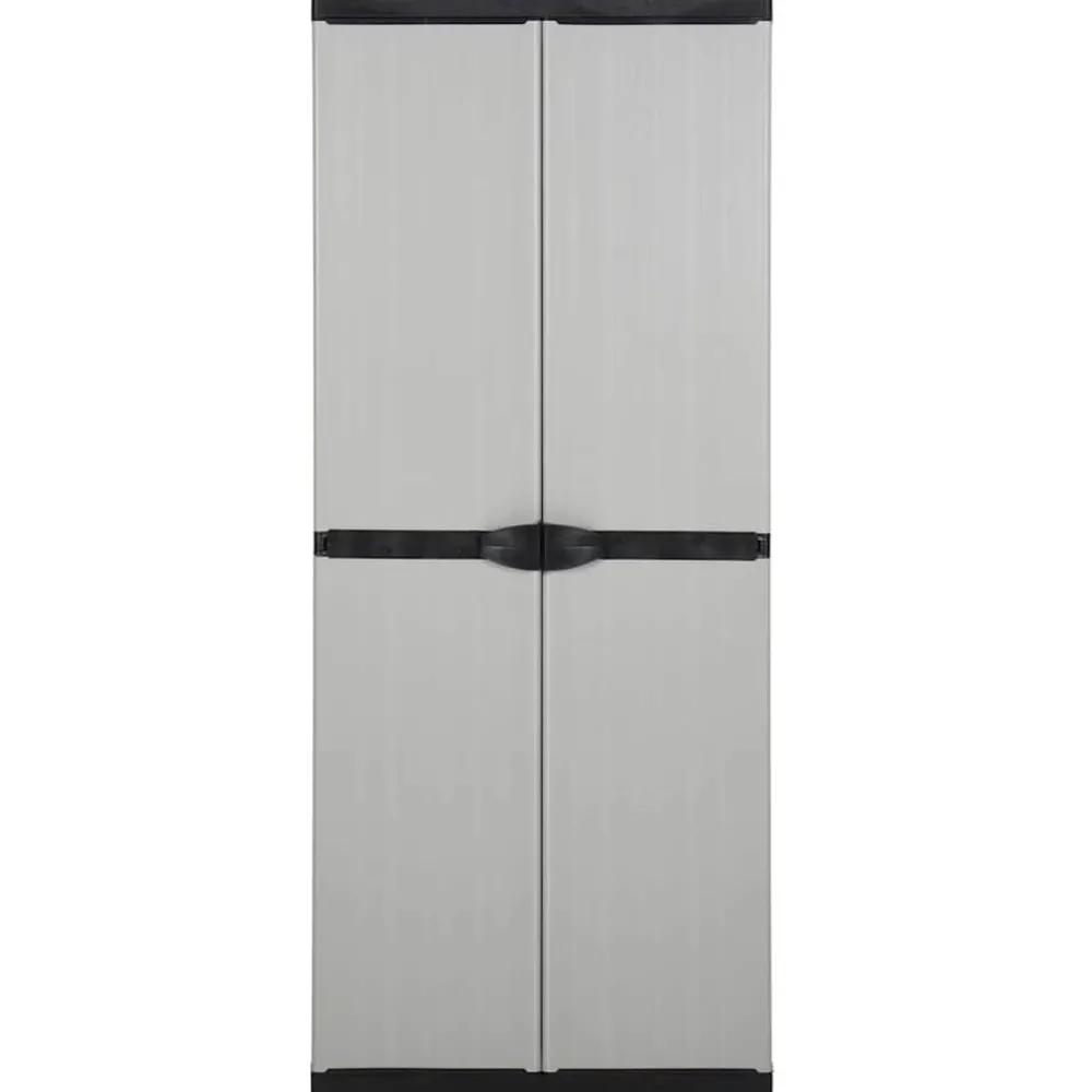 Kasten & Opbergmeubelen*vidaXL Tuinkast met 3 schappen 68x40x168 cm grijs en zwart