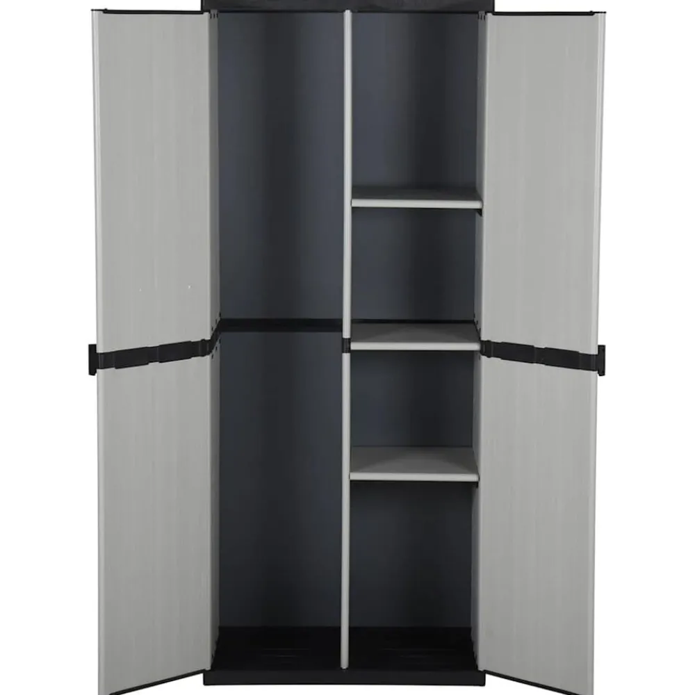 Kasten & Opbergmeubelen*vidaXL Tuinkast met 3 schappen 68x40x168 cm grijs en zwart
