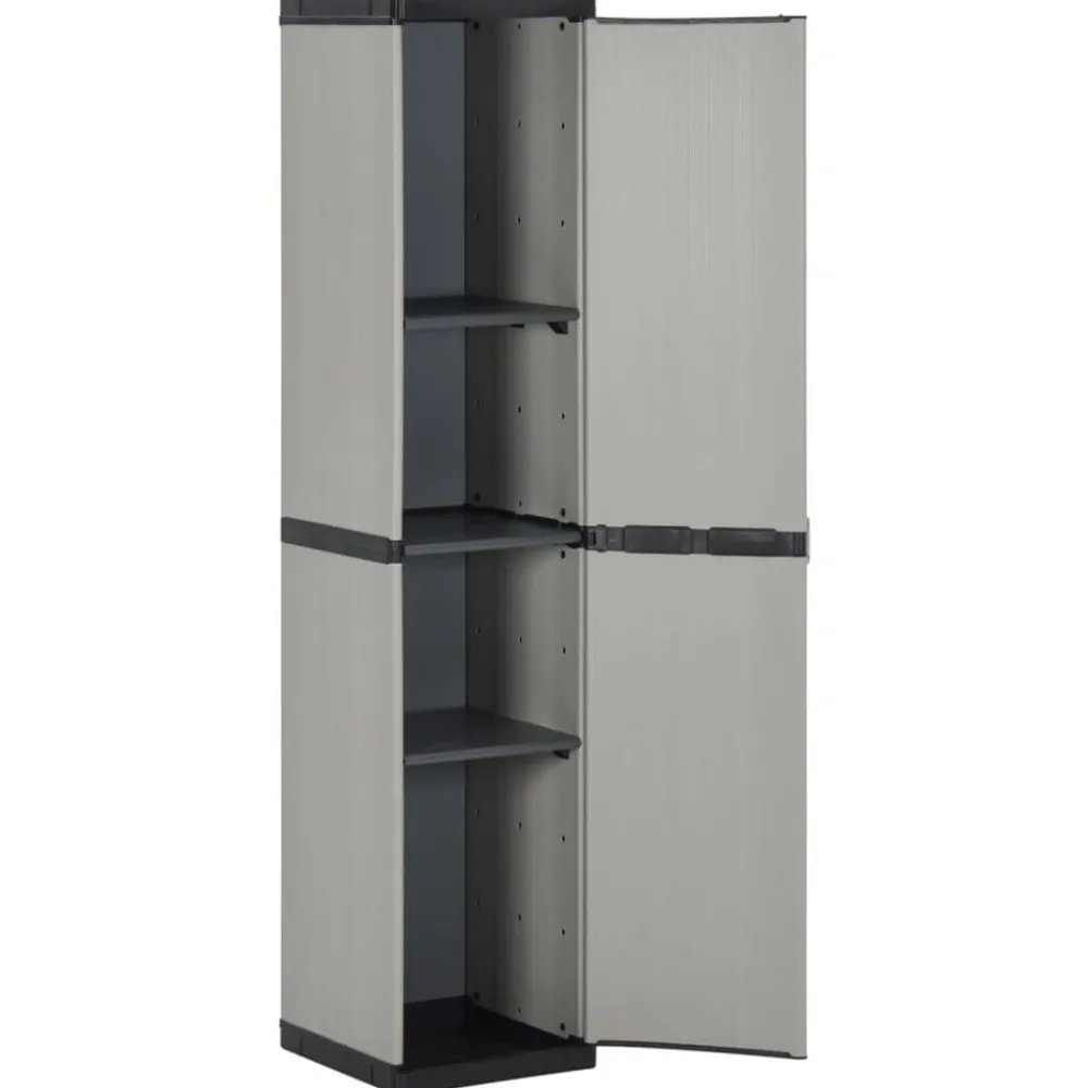 Tuinkast met 3 schappen 34x40x168 cm grijs en zwart>vidaXL