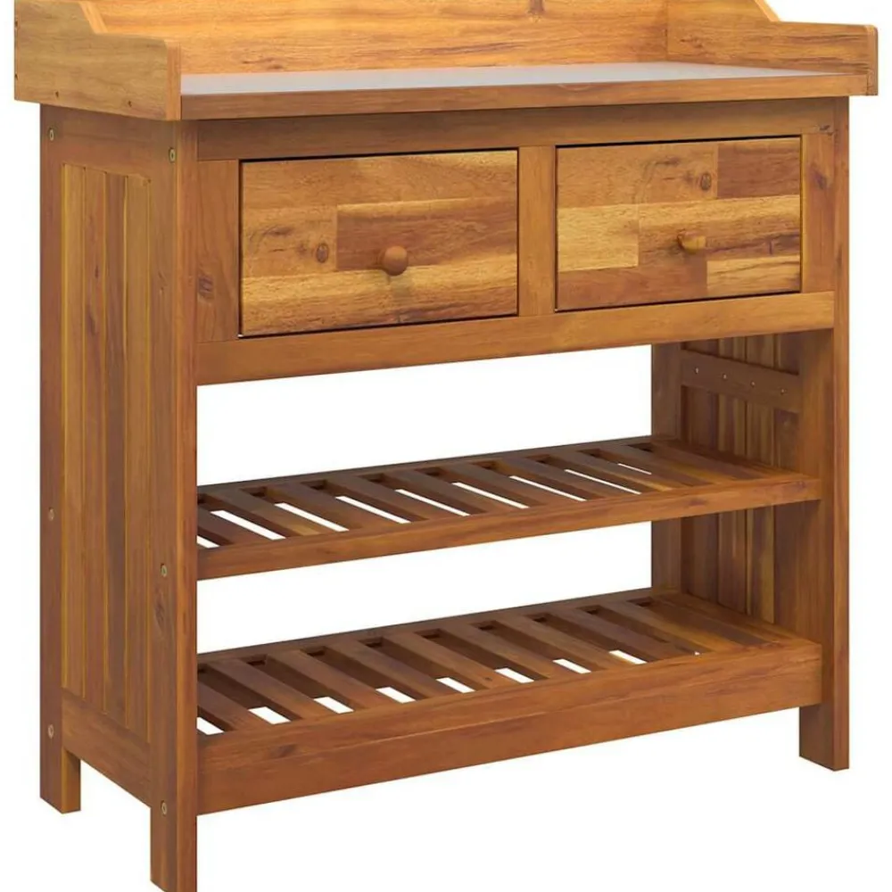Tuinkast met lade Naturel 78 x 36,5 x 78cm Massief Acaciahout>vidaXL Outlet