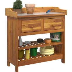 Tuinkast met lade Naturel 78 x 36,5 x 78cm Massief Acaciahout><noscript><img width=
