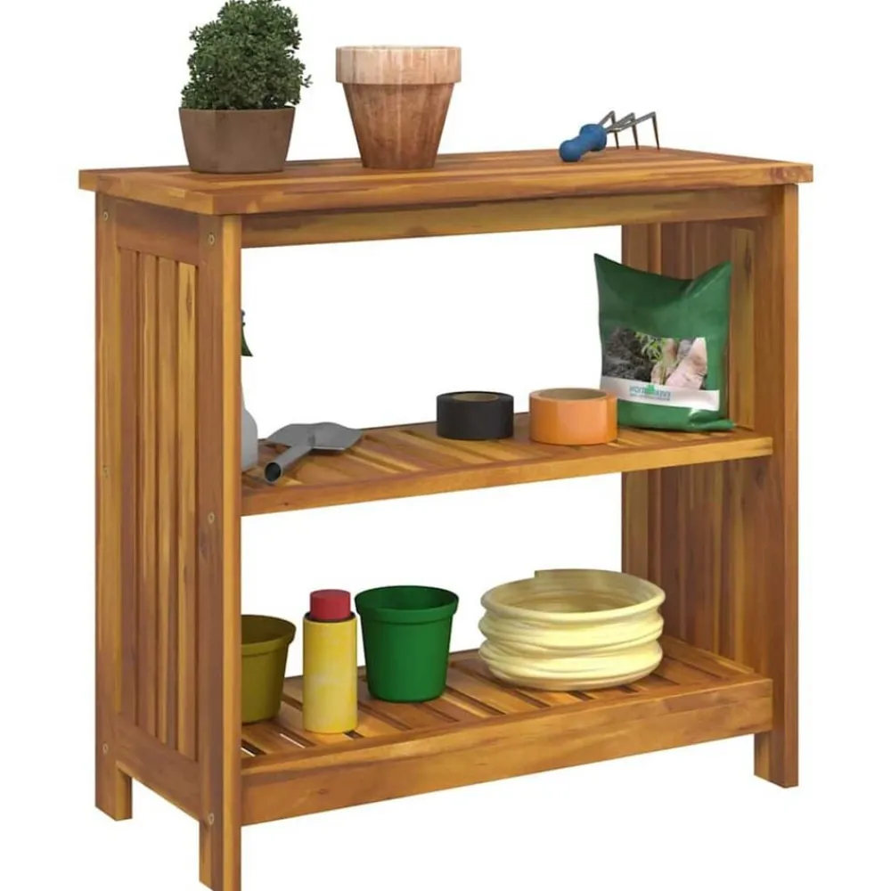Tuinkast met plank Naturel 75 x 35 x 70cm Massief Acaciahout>vidaXL Hot