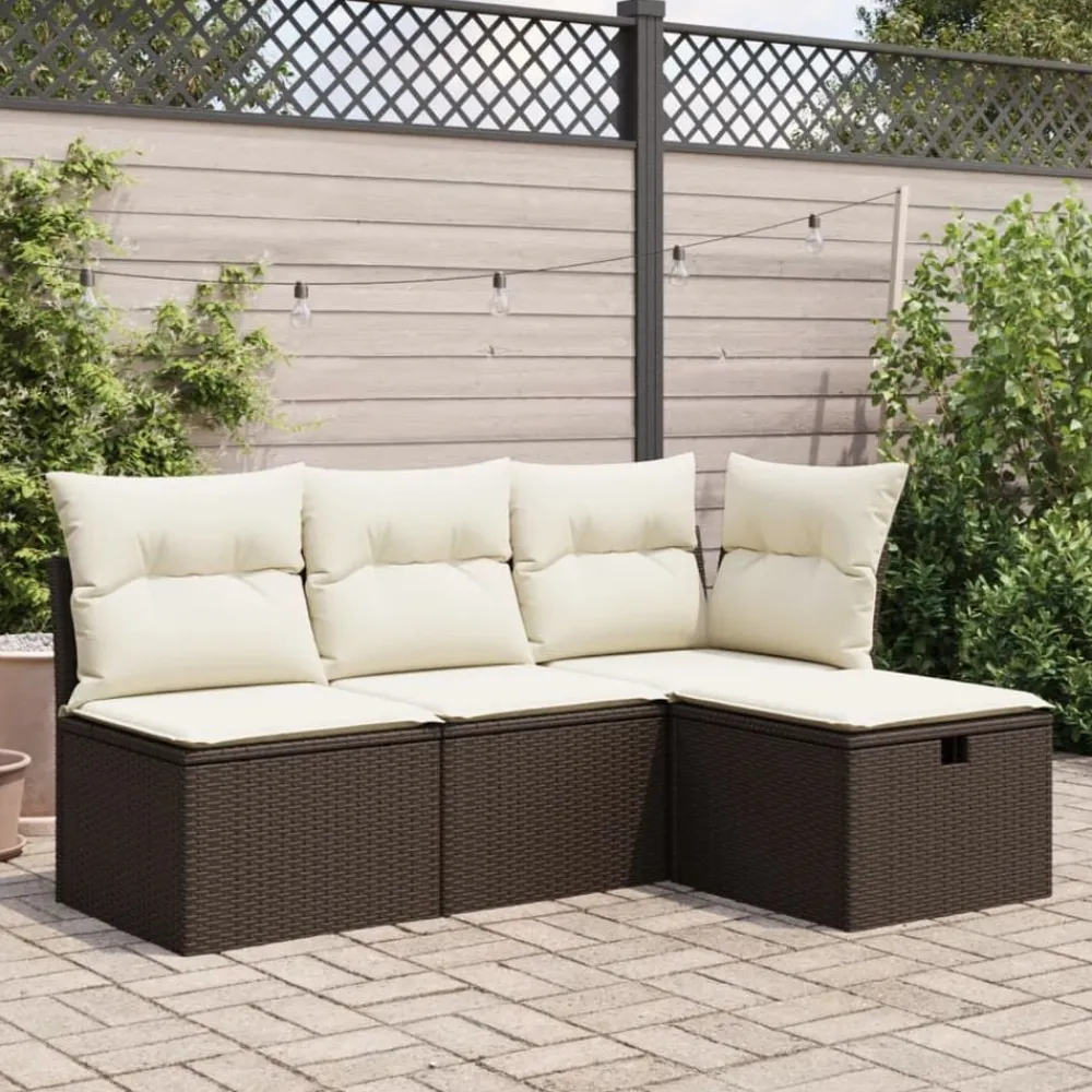 Tuinkruk met kussen 55x55x37 cm poly rattan>vidaXL New