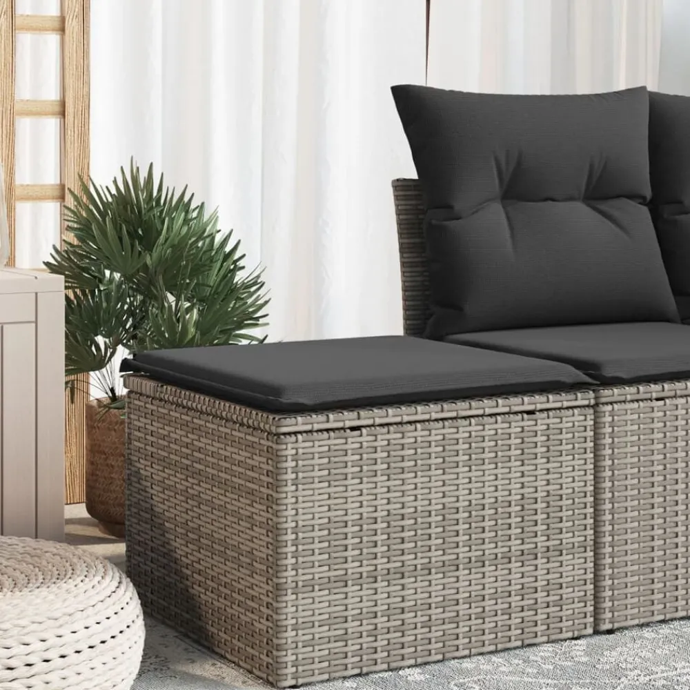 Tuinkruk met kussen 55x55x37 cm poly rattan>vidaXL Discount