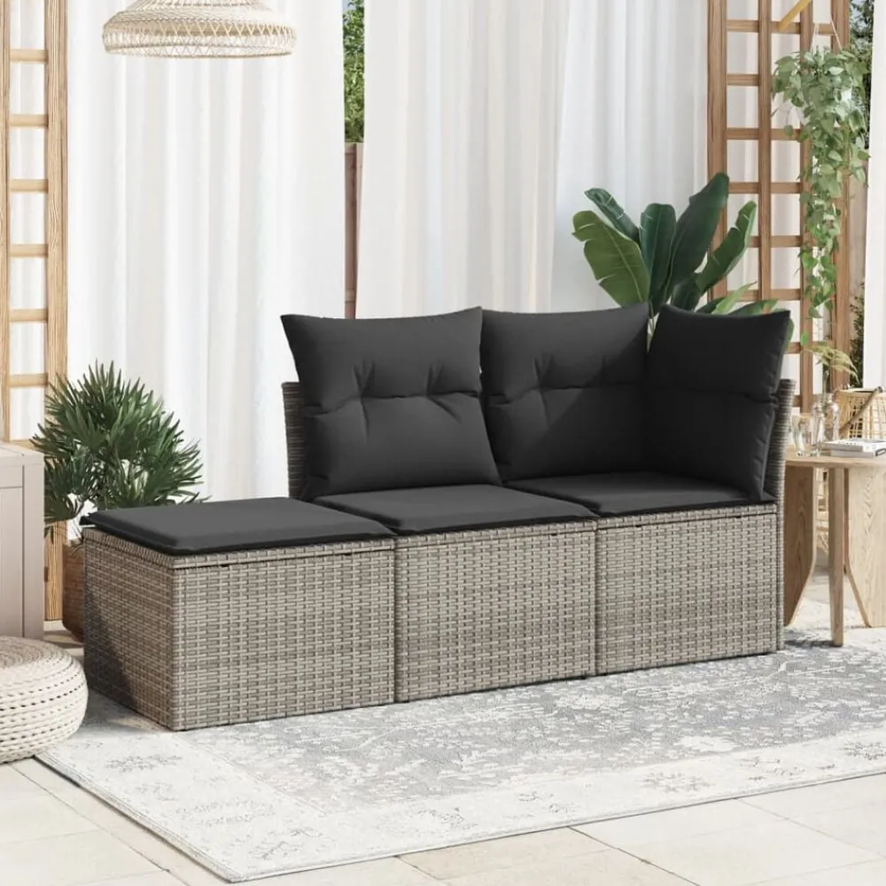 Tuinkruk met kussen 55x55x37 cm poly rattan>vidaXL Discount